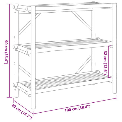 Scaffale 3 Ripiani 100x40x90 cm in Bambù - homemem39