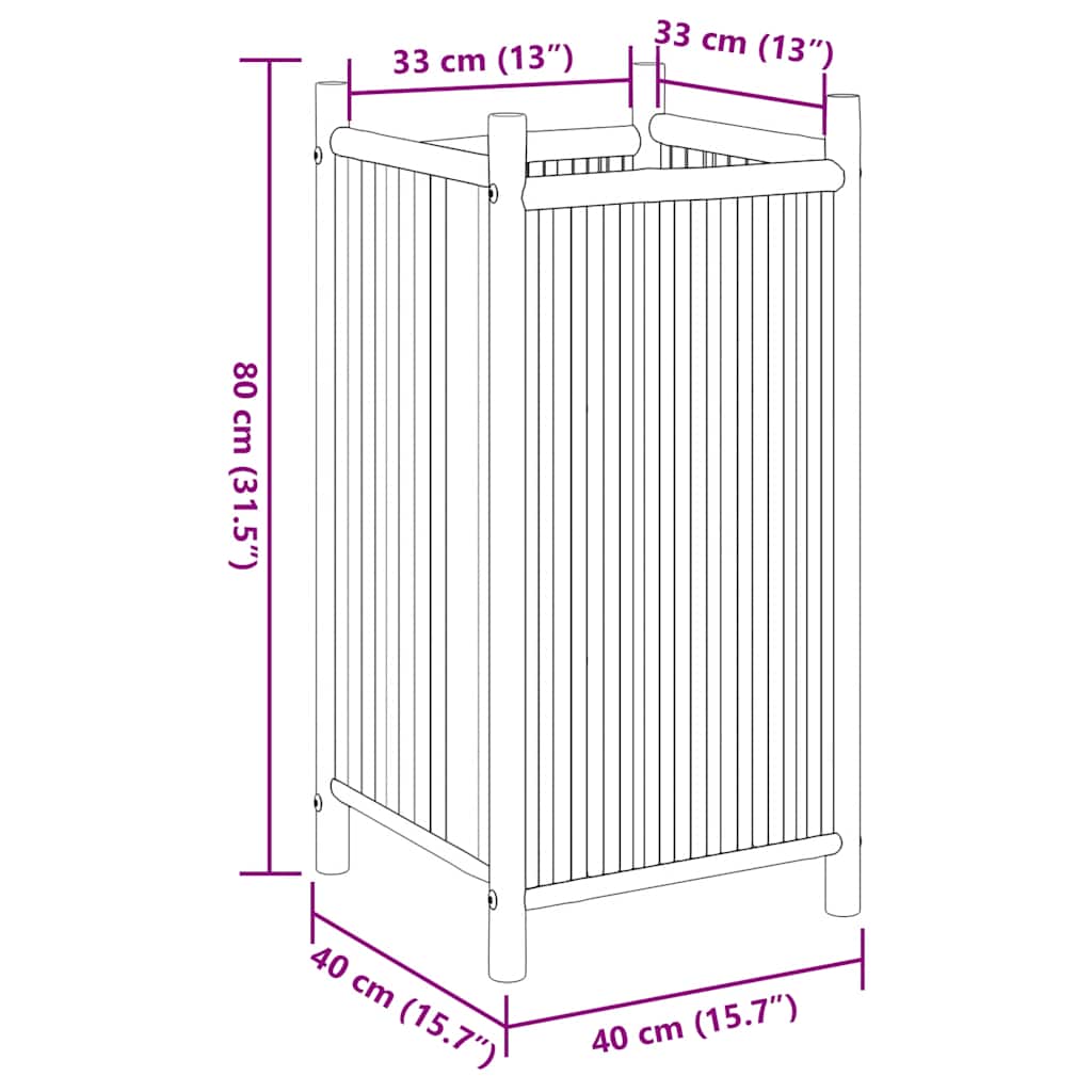 Fioriera 40x40x80 cm in Bambù - homemem39