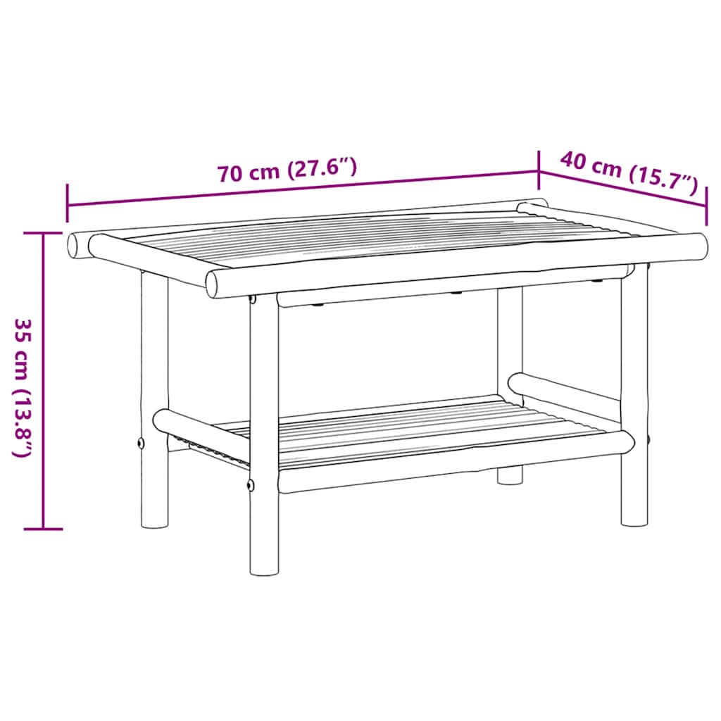 Tavolino da Salotto 70x40x35 cm in Bambù | homemem39