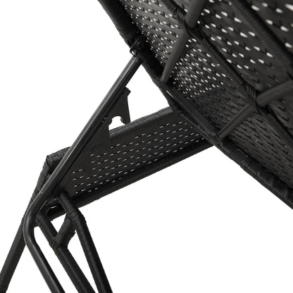 Lettini Prendisole con Cuscini 2 pz Neri in Polyrattan - homemem39