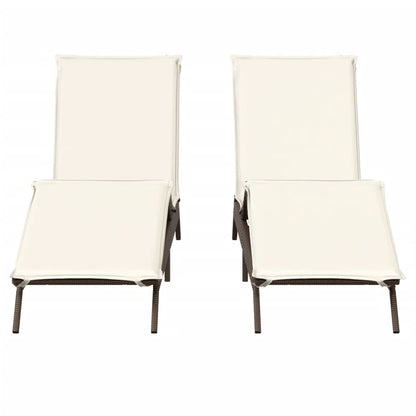 Lettini Prendisole 2 pz con Cuscini Marrone in Polyrattan