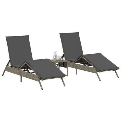 Lettini Prendisole 2 pz con Cuscini Grigio in Polyrattan - homemem39