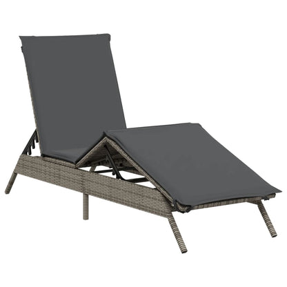 Lettini Prendisole 2 pz con Cuscini Grigio in Polyrattan