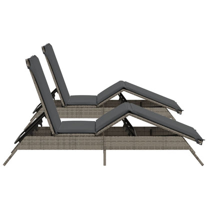 Lettini Prendisole 2 pz con Cuscini Grigio in Polyrattan - homemem39