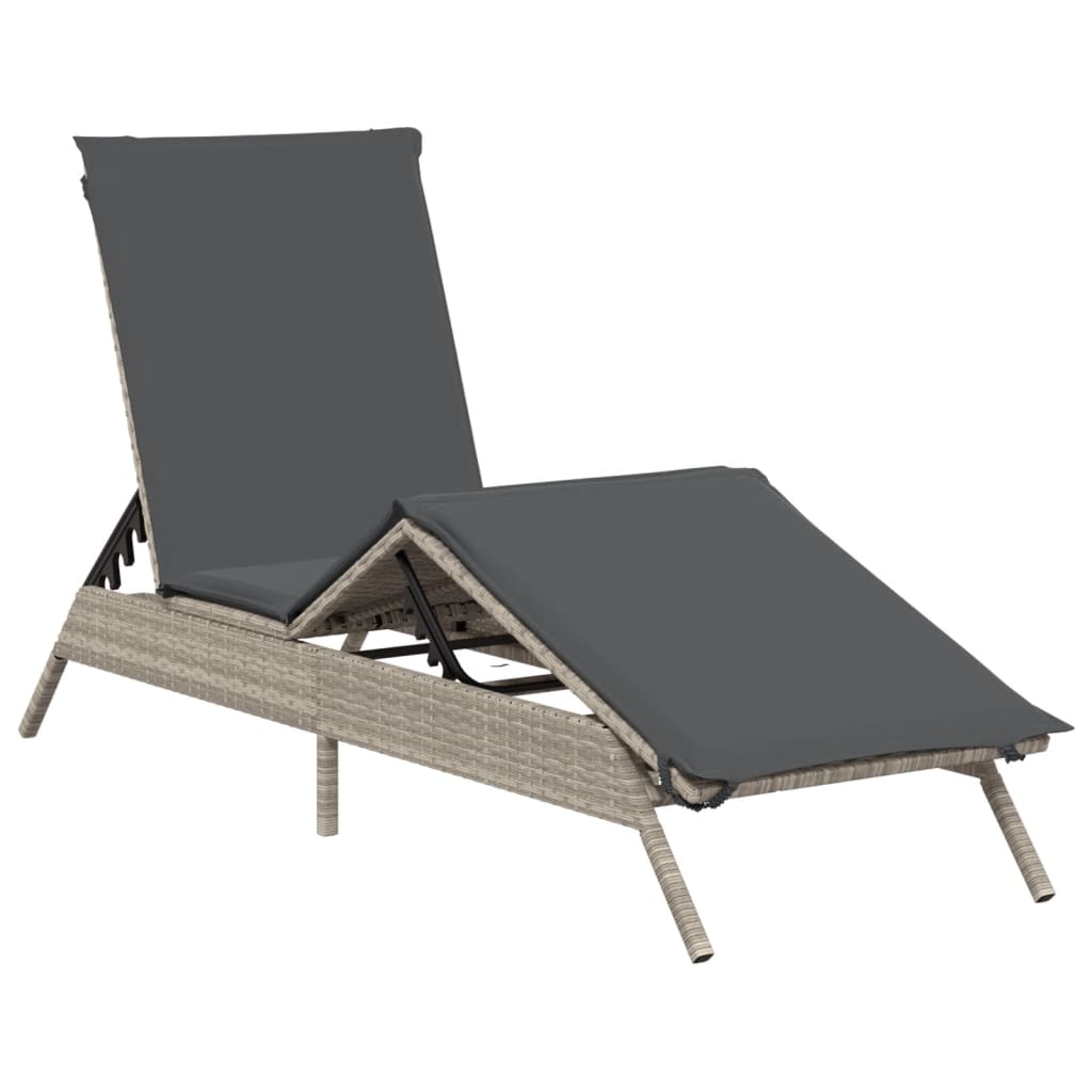 Lettino Prendisole 2 pz con Cuscini Grigio Chiaro in Polyrattan - homemem39