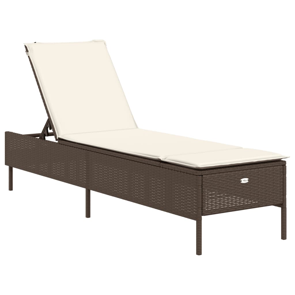 Lettini Prendisole 2 pz con Cuscini Marrone in Polyrattan - homemem39