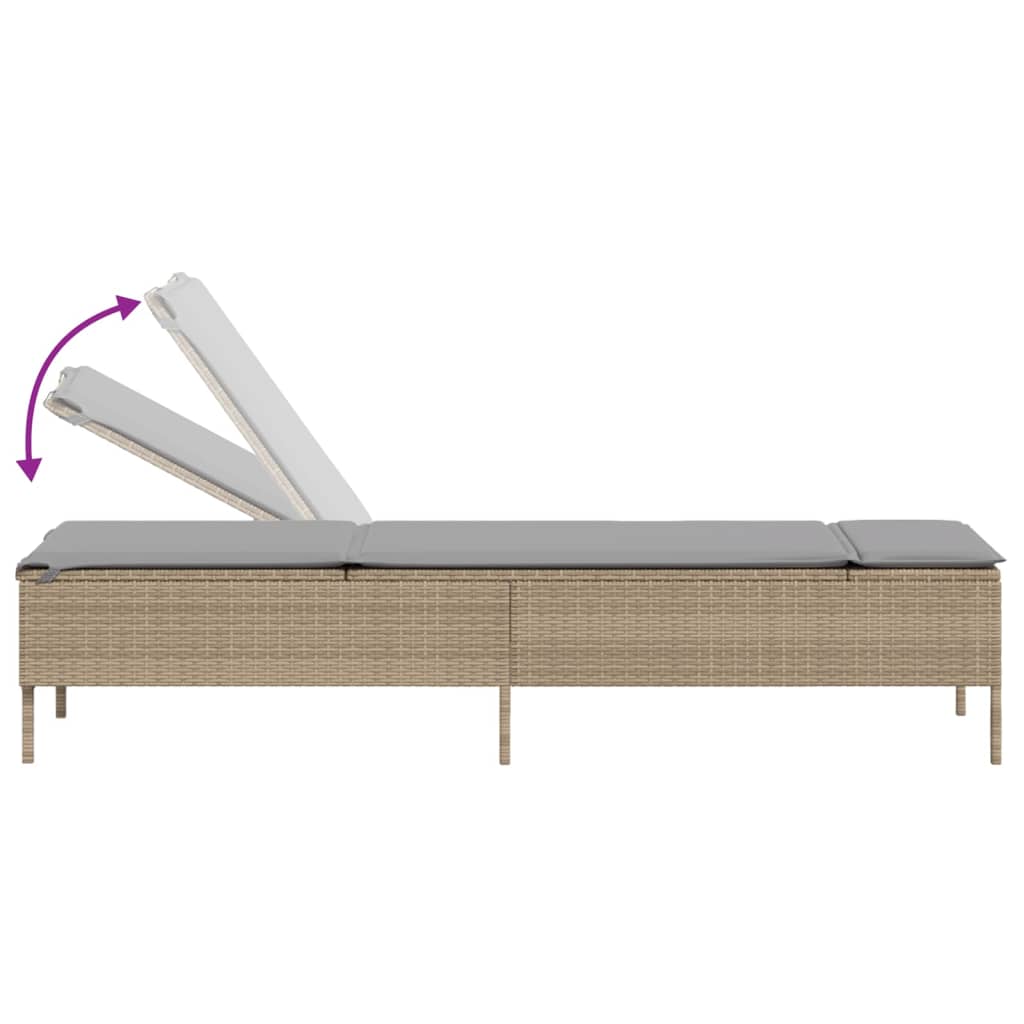 Lettini Prendisole 2 pz con Cuscini Beige in Polyrattan - homemem39