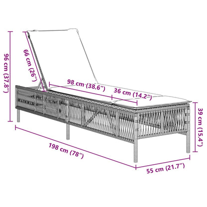 Lettini Prendisole con Cuscini 2 pz Neri in Polyrattan