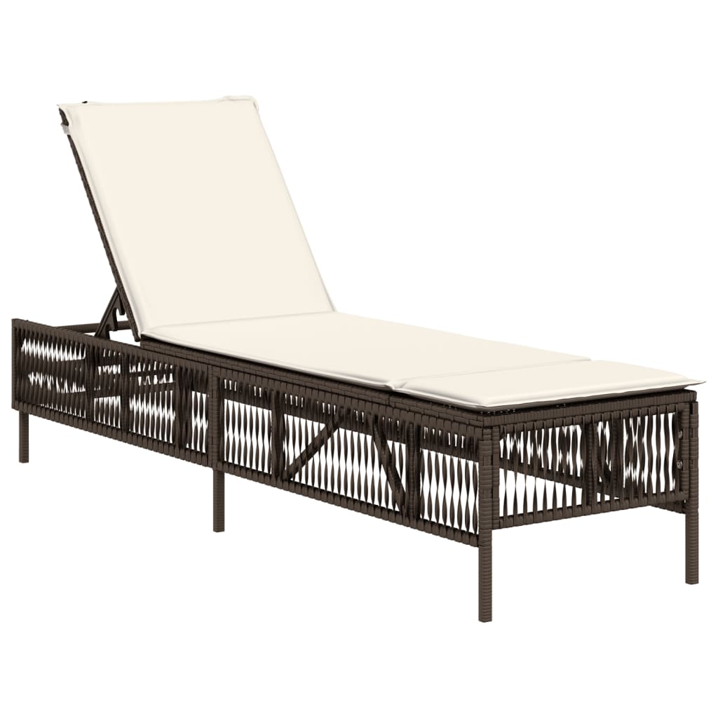 Lettini Prendisole 2 pz con Cuscini Marrone in Polyrattan