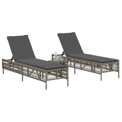 Lettini Prendisole 2 pz con Cuscini Grigio in Polyrattan - homemem39