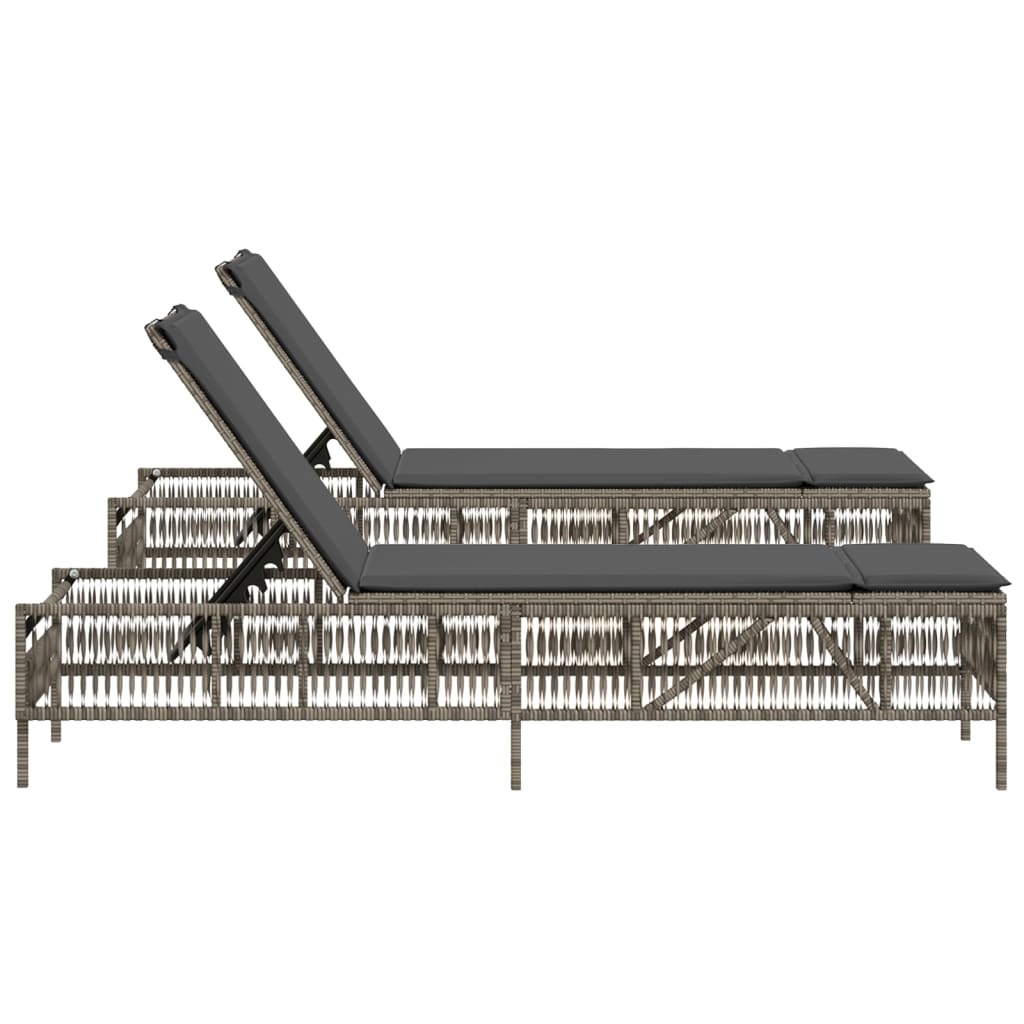 Lettini Prendisole 2 pz con Cuscini Grigio in Polyrattan - homemem39