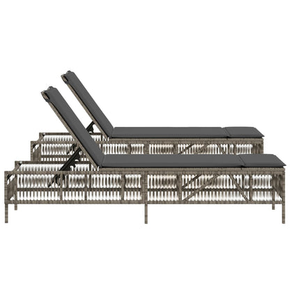 Lettini Prendisole 2 pz con Cuscini Grigio in Polyrattan - homemem39