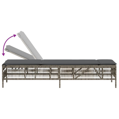 Lettini Prendisole 2 pz con Cuscini Grigio in Polyrattan - homemem39