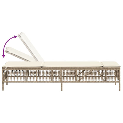 Lettini Prendisole 2 pz con Cuscini Beige in Polyrattan