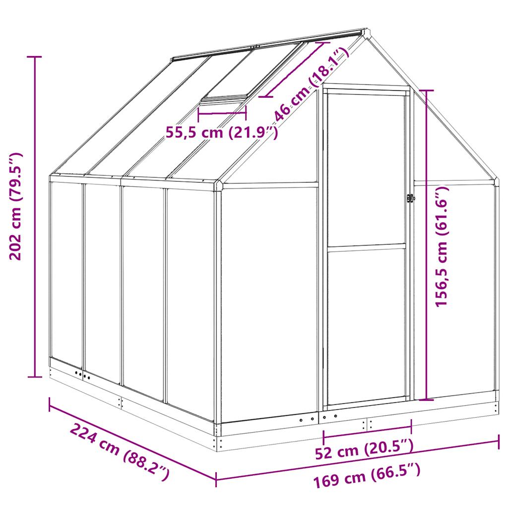 Telaio Serra con Base Antracite 224x169x202 cm in Alluminio - homemem39