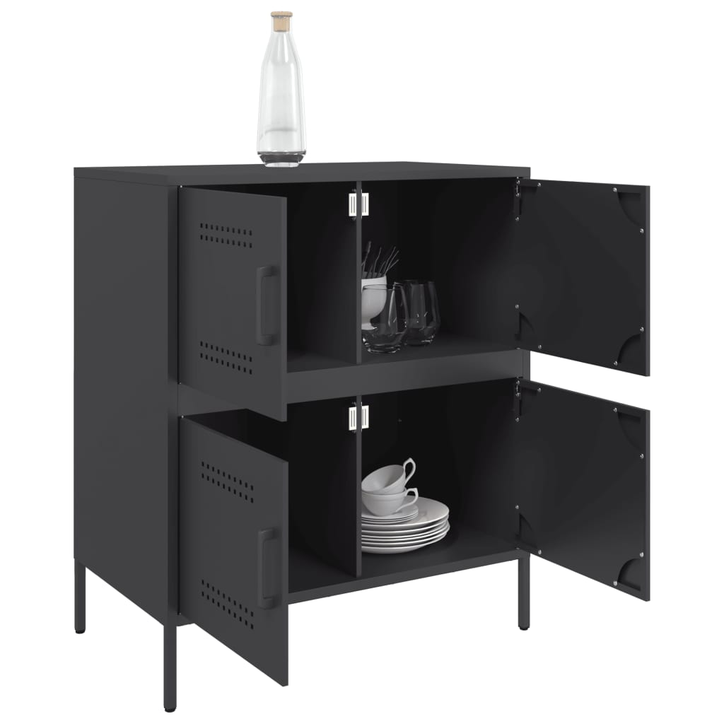 Credenza Nera 68x39x79 cm in Acciaio - homemem39