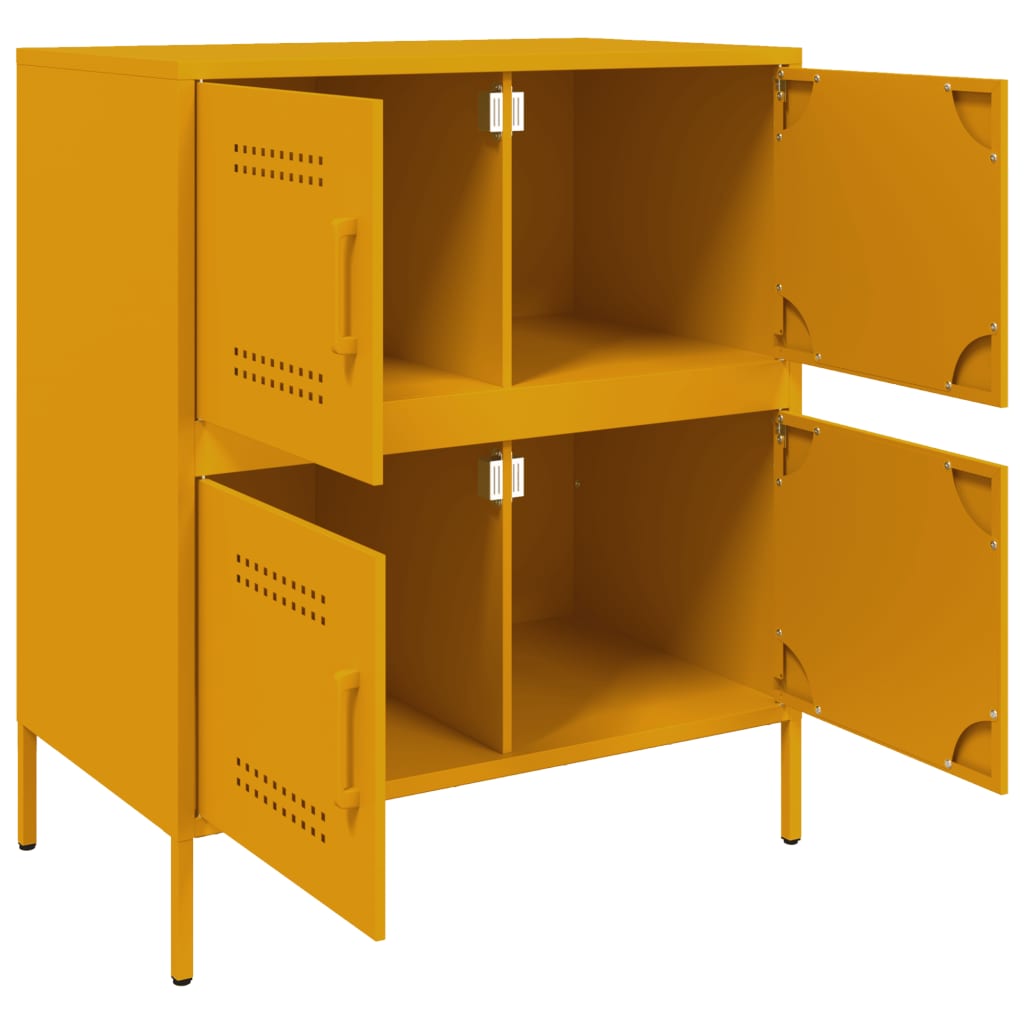 Credenza Giallo Senape 68x39x79 cm in Acciaio - homemem39