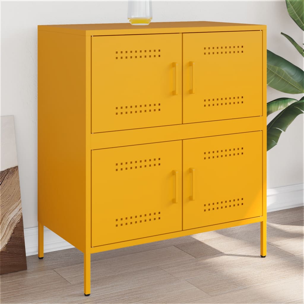Credenza Giallo Senape 68x39x79 cm in Acciaio - homemem39