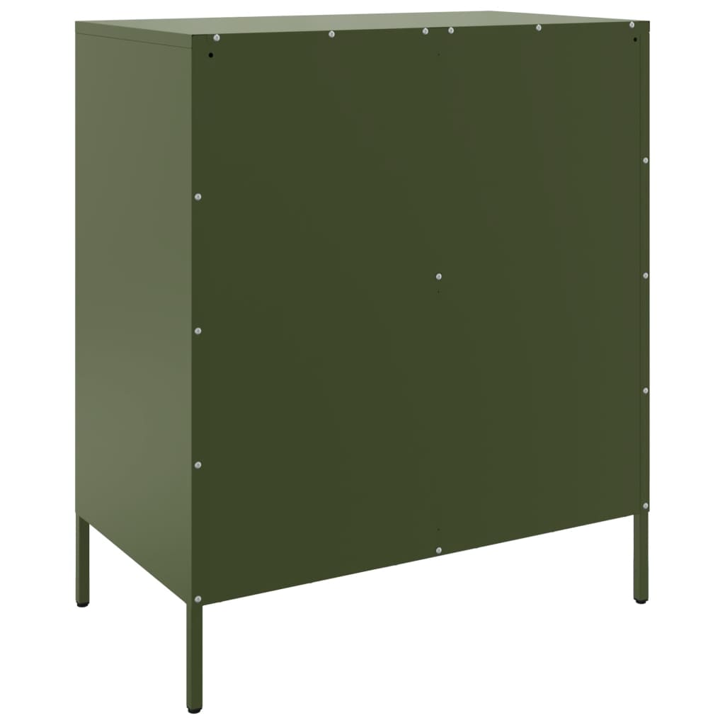Credenza Verde Oliva 68x39x79 cm in Acciaio - homemem39