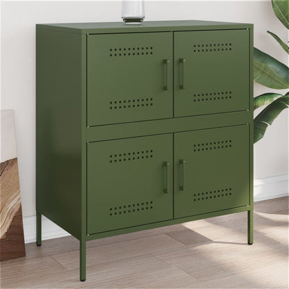 Credenza Verde Oliva 68x39x79 cm in Acciaio - homemem39