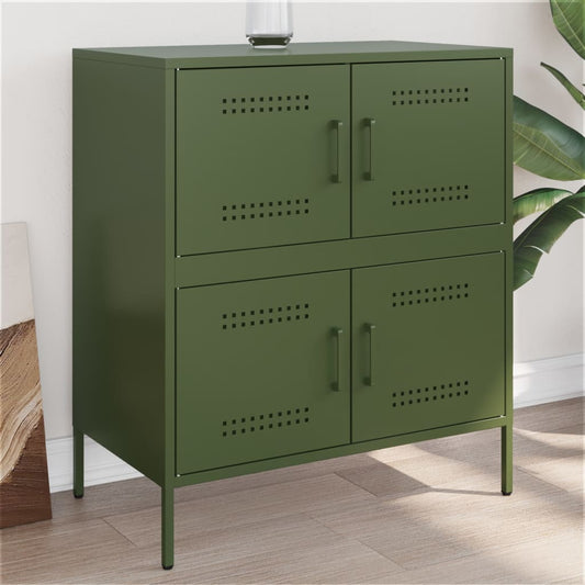 Credenza Verde Oliva 68x39x79 cm in Acciaio - homemem39