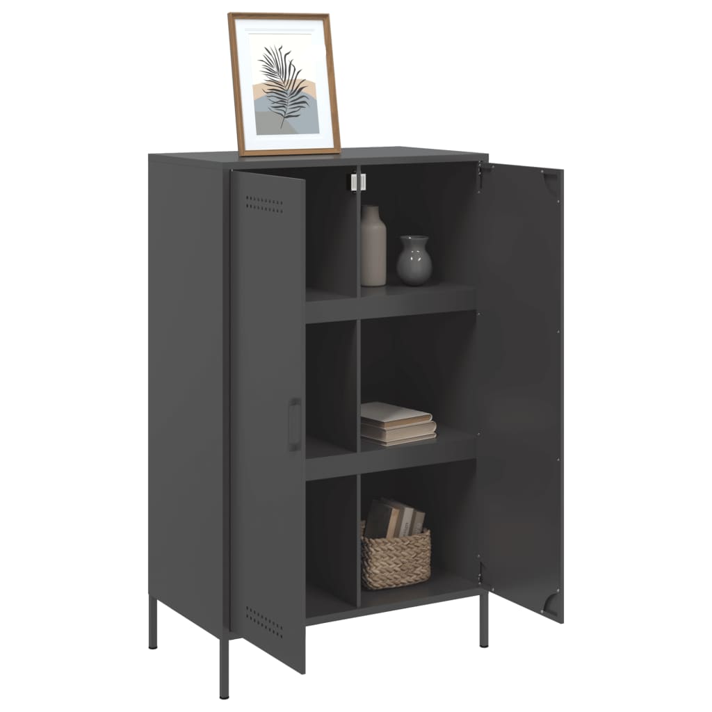 Credenza Nera 68x39x113 cm in Acciaio - homemem39