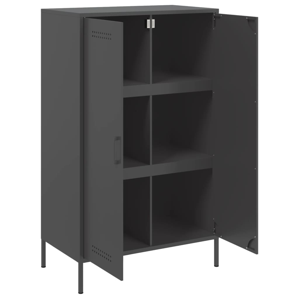 Credenza Nera 68x39x113 cm in Acciaio - homemem39