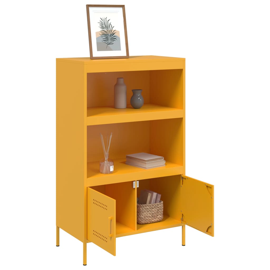 Credenza Giallo Senape 68x39x113 cm in Acciaio - homemem39
