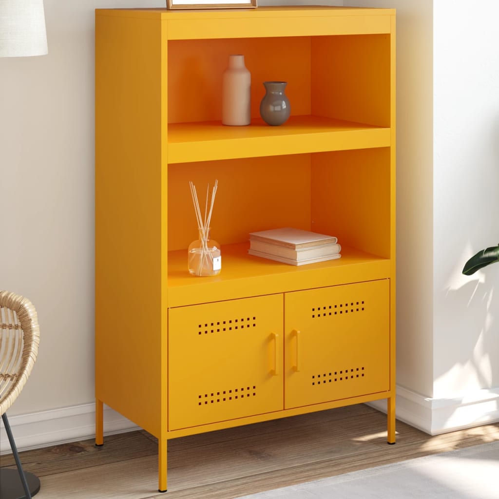 Credenza Giallo Senape 68x39x113 cm in Acciaio - homemem39