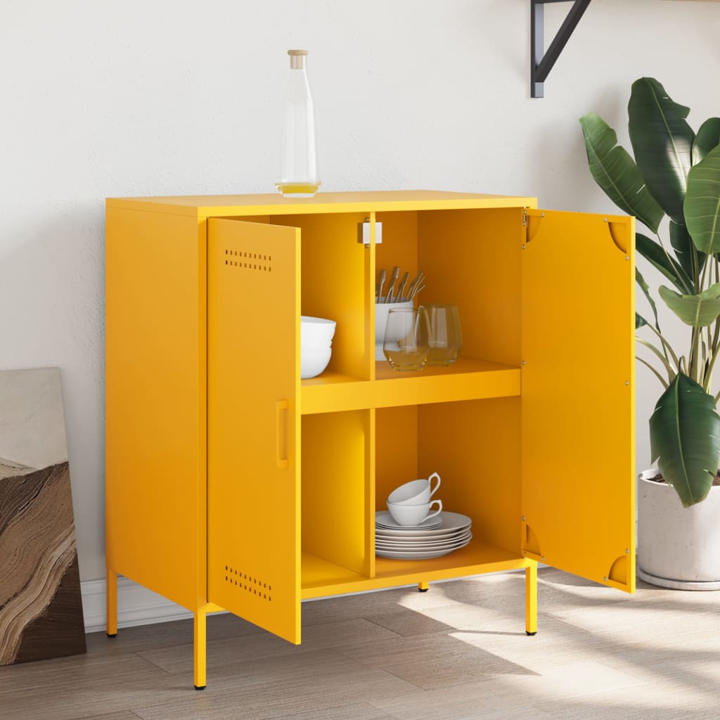 Credenza Giallo Senape 68x39x79 cm in Acciaio - homemem39