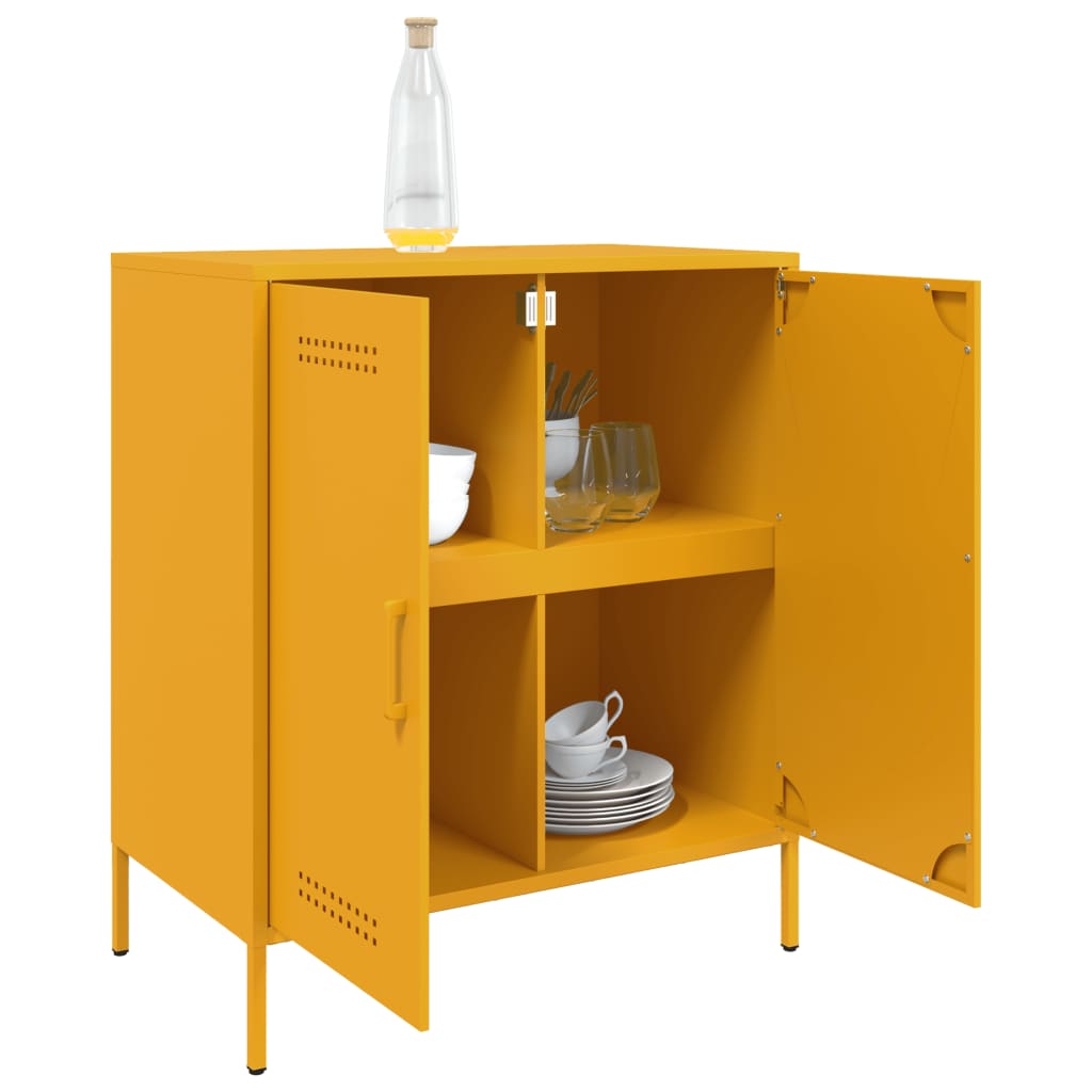 Credenza Giallo Senape 68x39x79 cm in Acciaio - homemem39