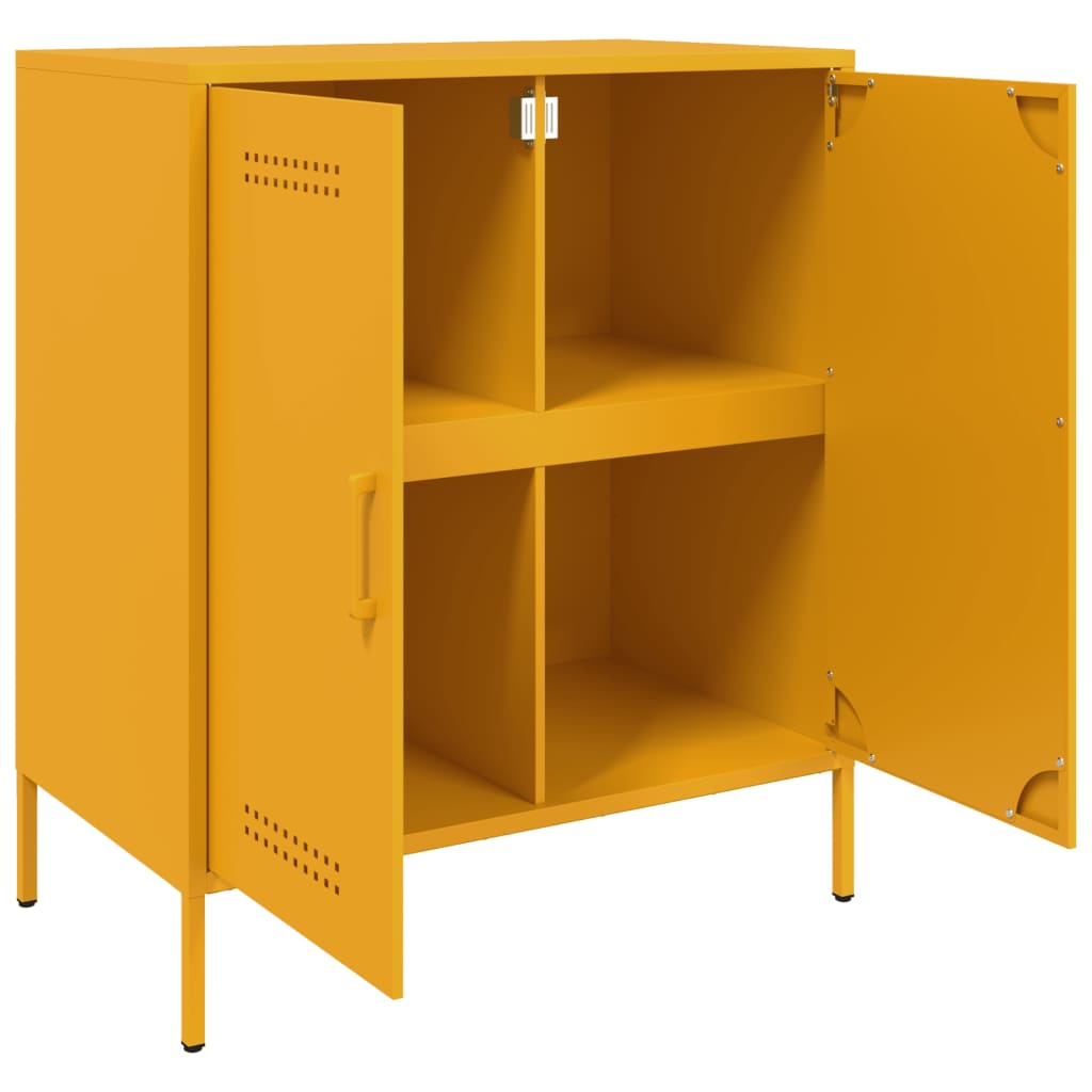 Credenza Giallo Senape 68x39x79 cm in Acciaio - homemem39
