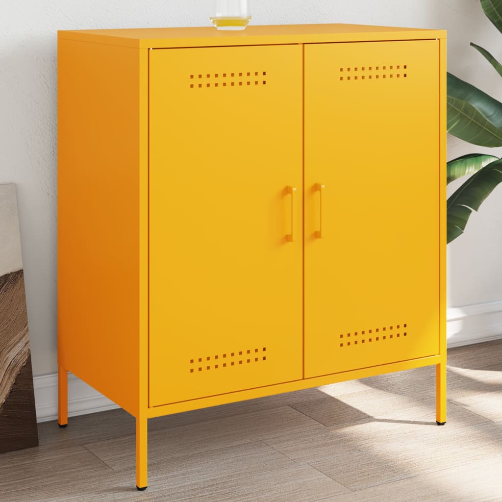 Credenza Giallo Senape 68x39x79 cm in Acciaio - homemem39
