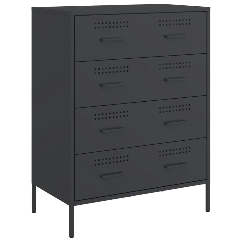 Credenza Nera 68x39x89 cm in Acciaio - homemem39