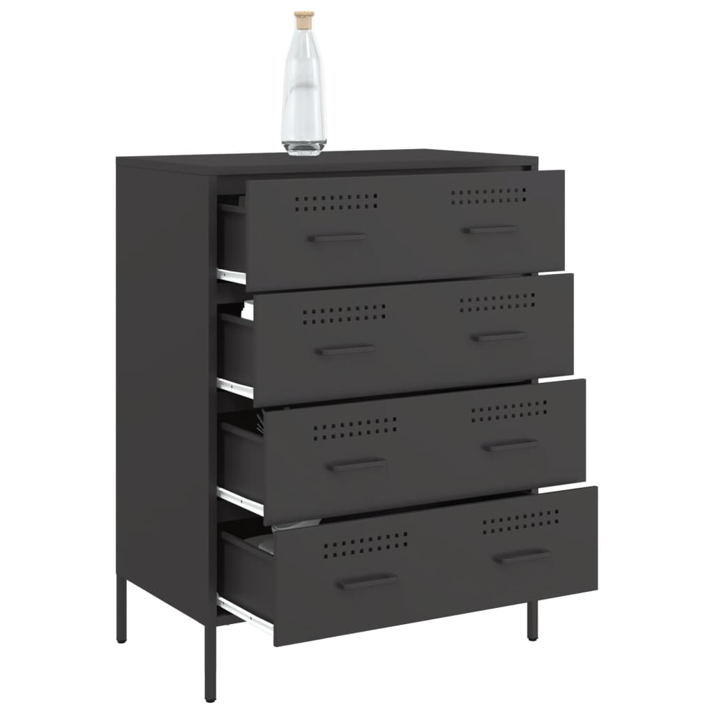 Credenza Nera 68x39x89 cm in Acciaio - homemem39