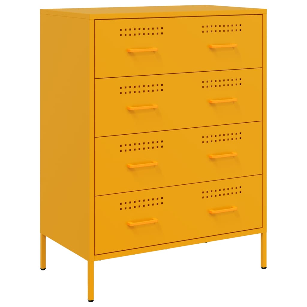 Credenza Giallo Senape 68x39x89 cm in Acciaio - homemem39