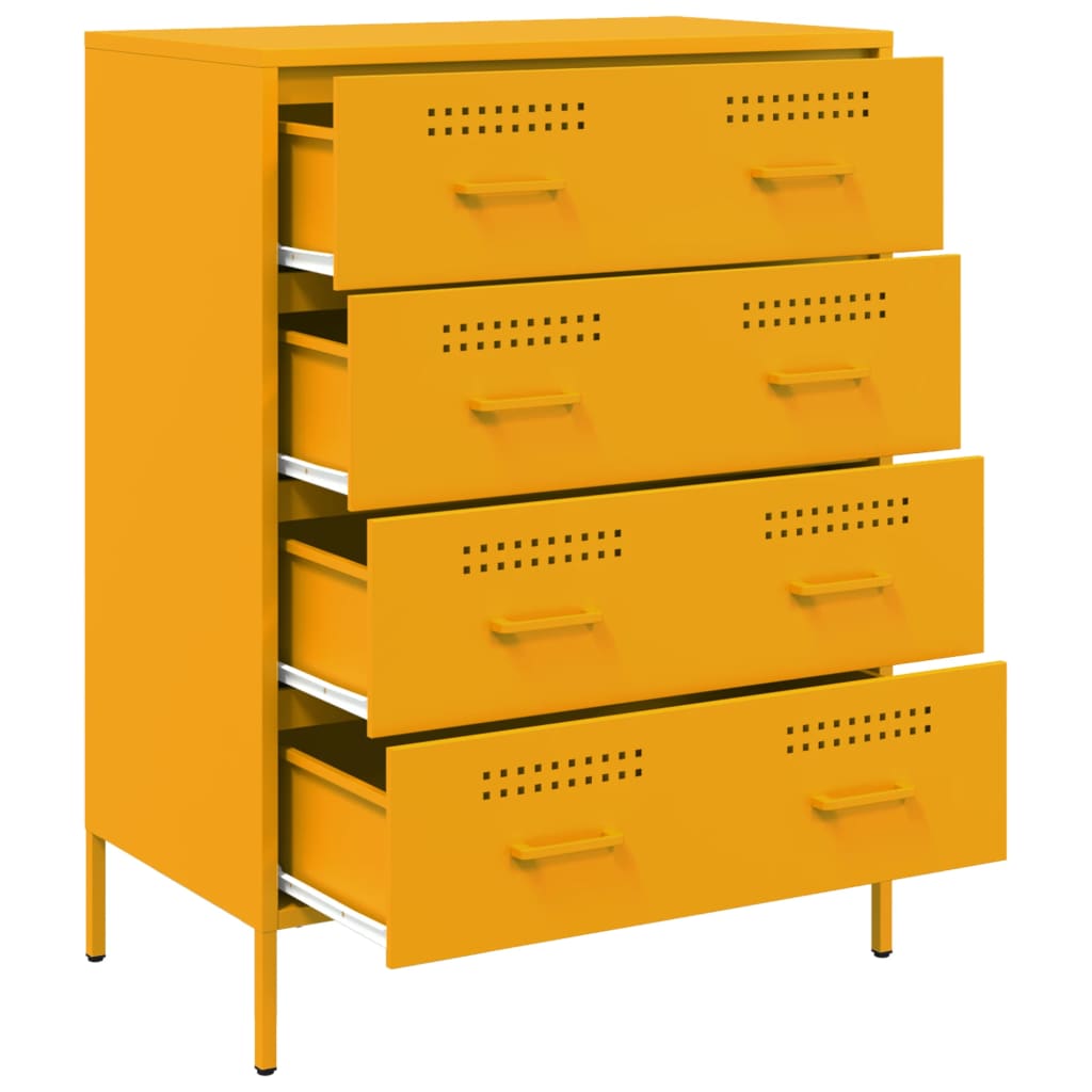 Credenza Giallo Senape 68x39x89 cm in Acciaio - homemem39