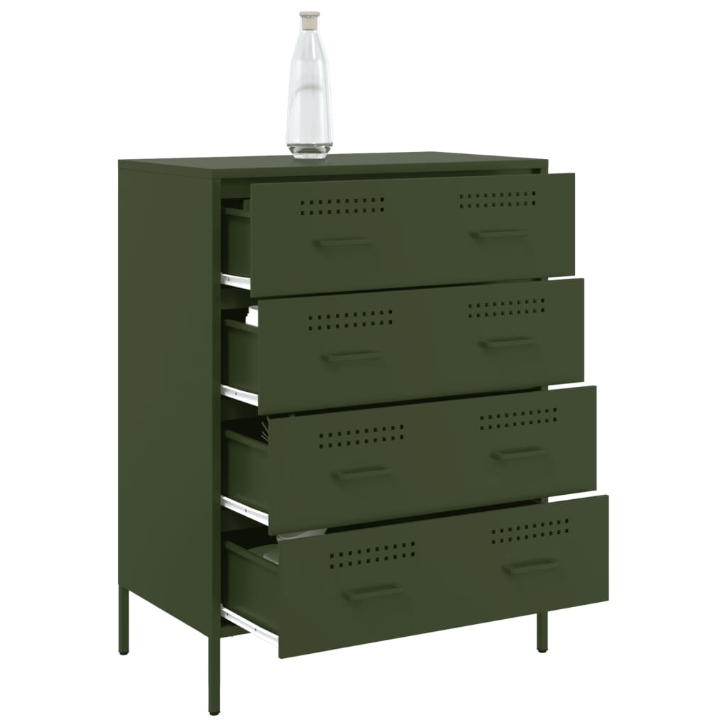 Credenza Verde Oliva 68x39x89 cm in Acciaio - homemem39