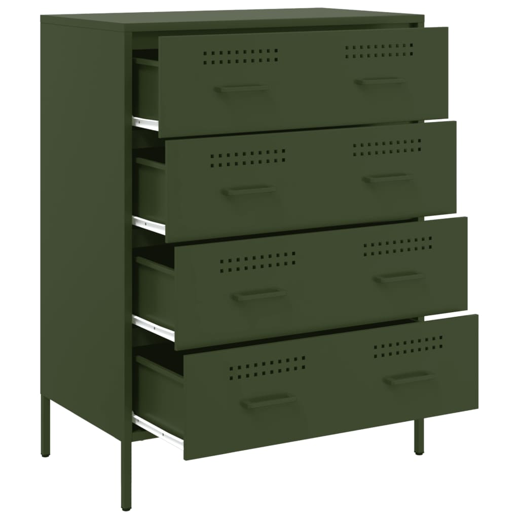 Credenza Verde Oliva 68x39x89 cm in Acciaio - homemem39