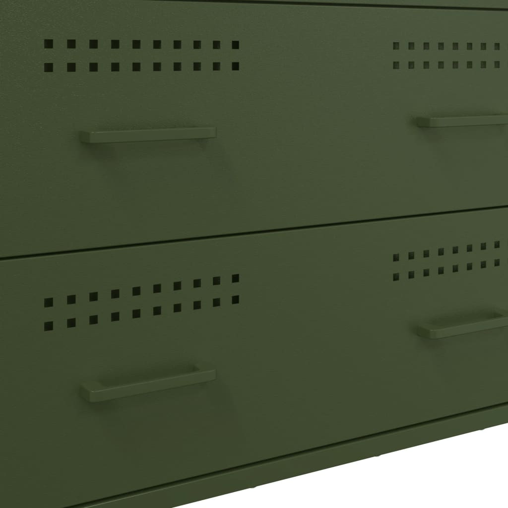 Credenza Verde Oliva 68x39x89 cm in Acciaio - homemem39