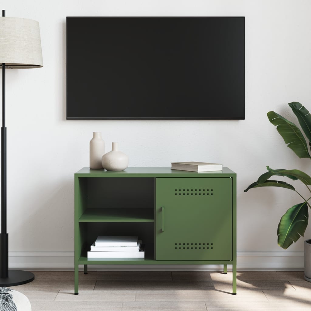 Mobile TV Verde Oliva 68x39x50,5 cm in Acciaio - homemem39