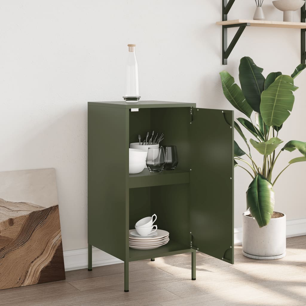 Credenza Verde Oliva 36x39x79 cm in Acciaio - homemem39
