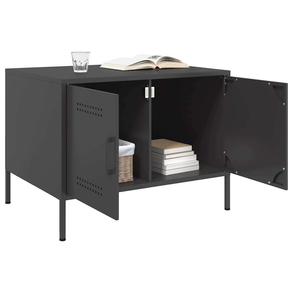 Tavolino da Salotto Nero 68x50x50,5 cm in Acciaio