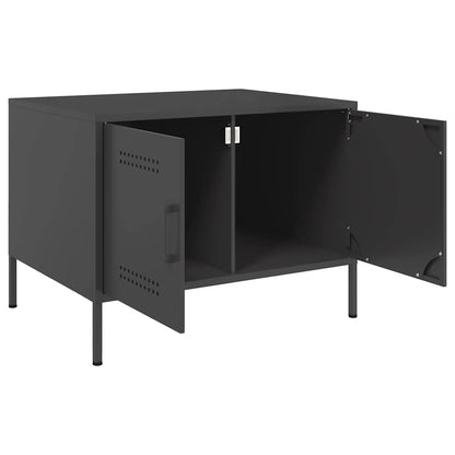 Tavolino da Salotto Nero 68x50x50,5 cm in Acciaio