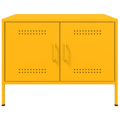 Tavolino da Salotto Giallo Senape 68x50x50,5 cm in Acciaio | homemem39