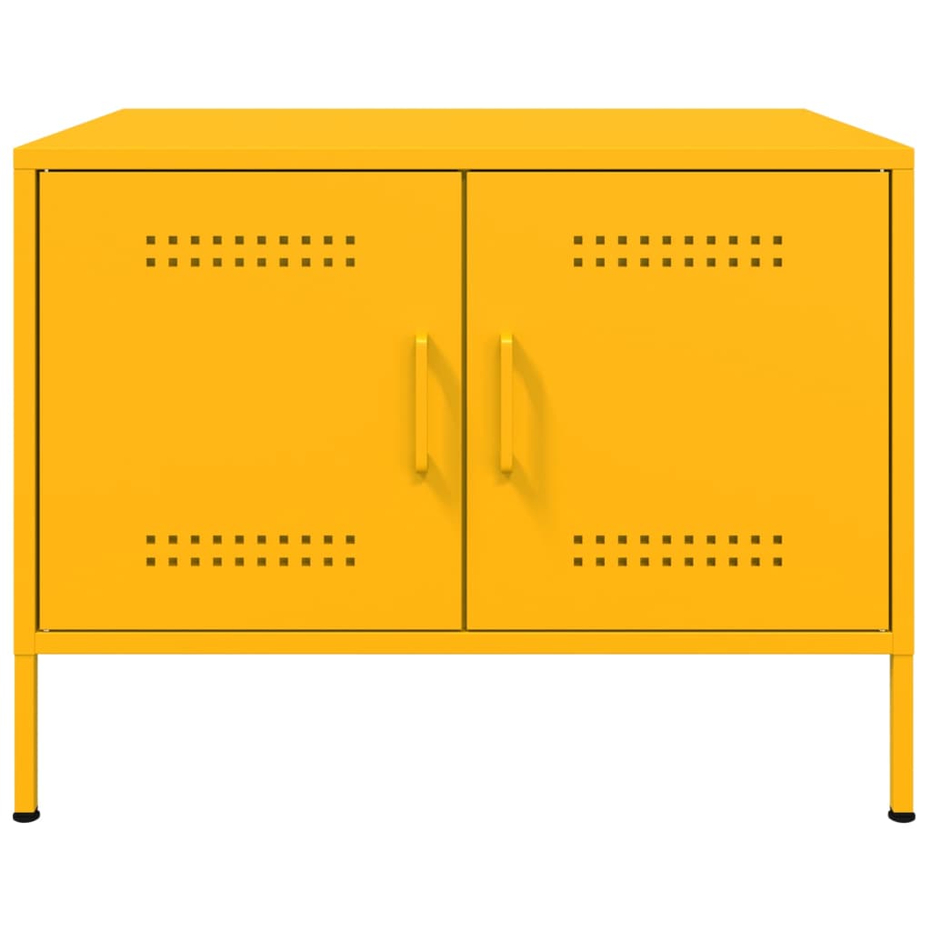Tavolino da Salotto Giallo Senape 68x50x50,5 cm in Acciaio