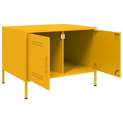 Tavolino da Salotto Giallo Senape 68x50x50,5 cm in Acciaio | homemem39