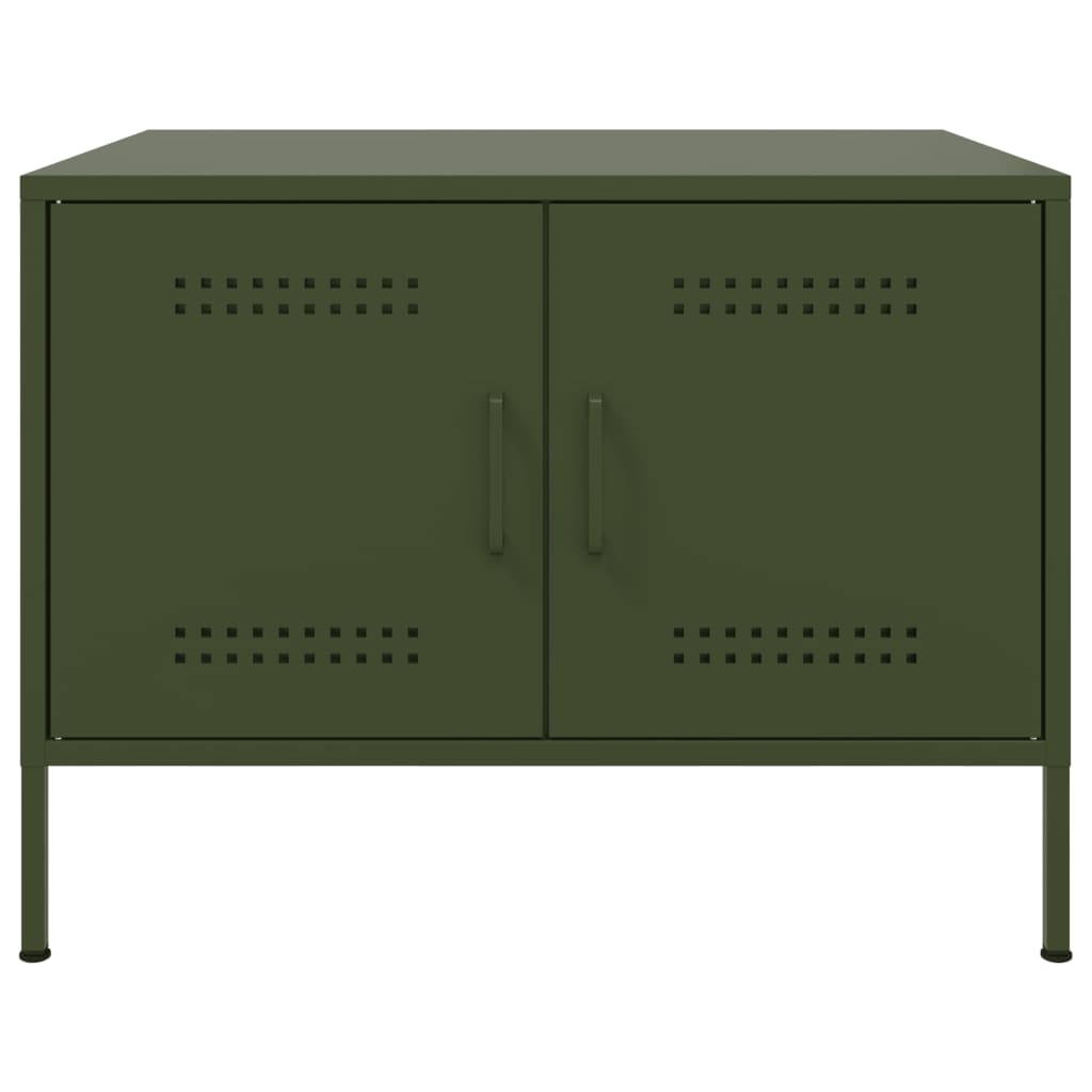 Tavolino da Salotto Verde Oliva 68x50x50,5 cm in Acciaio | homemem39