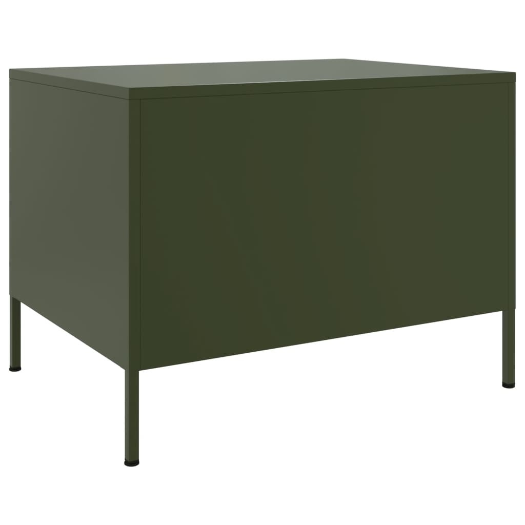 Tavolino da Salotto Verde Oliva 68x50x50,5 cm in Acciaio
