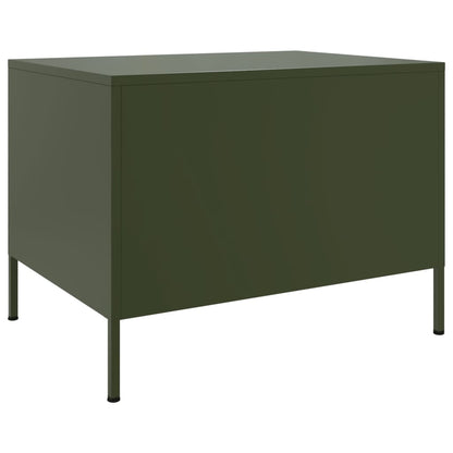 Tavolino da Salotto Verde Oliva 68x50x50,5 cm in Acciaio